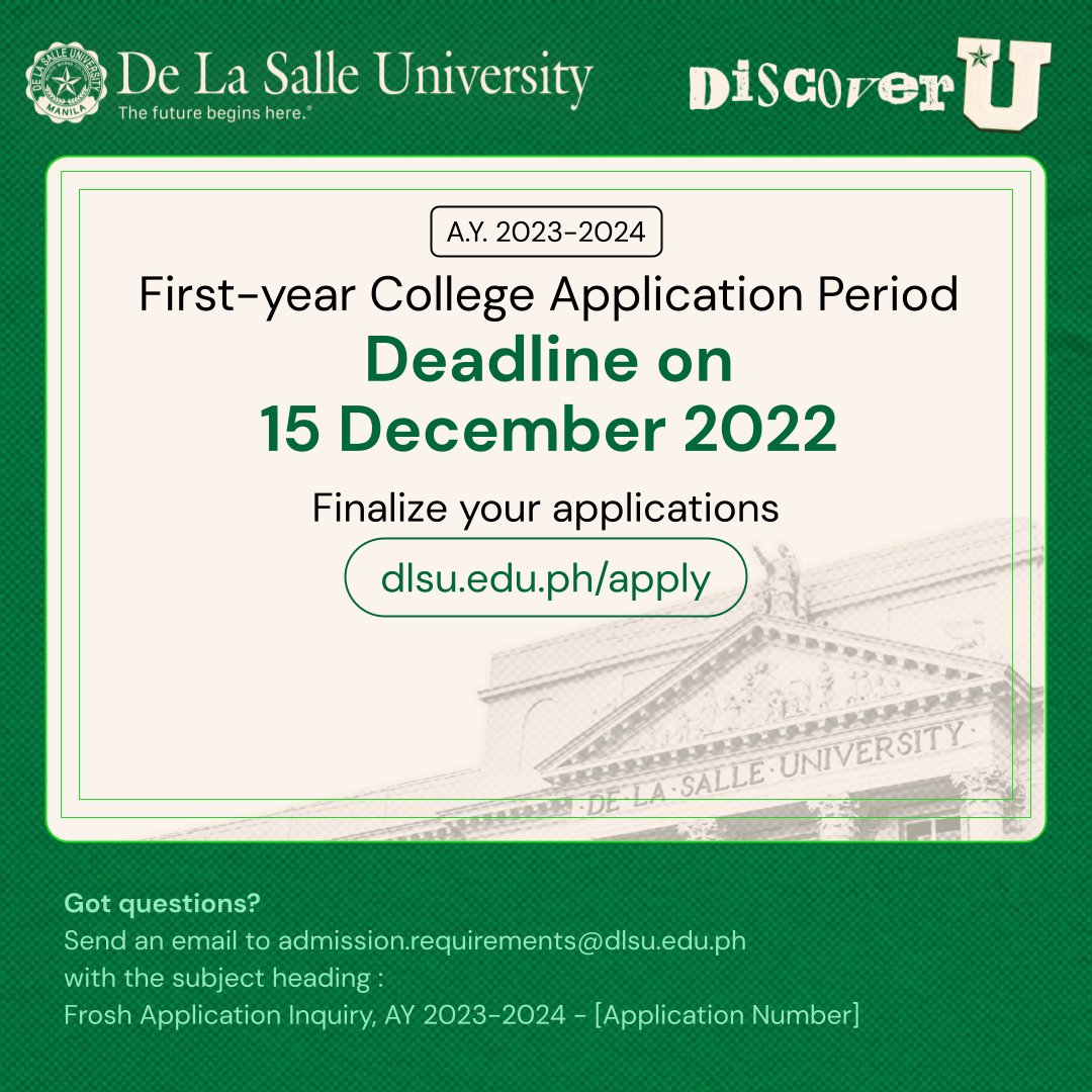DLSU on Twitter: "The AY 2023-2024 First-year College Application