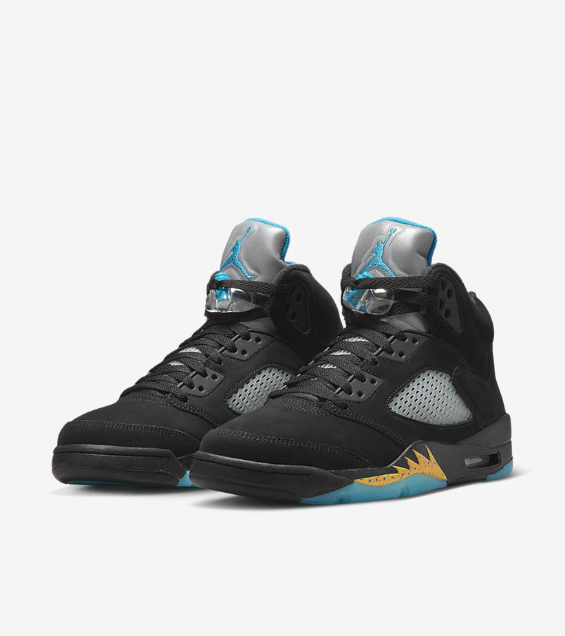 snkr_twitr's tweet photo. Jordan Retro 5 ‘Black Aqua’ official images https://t.co/VFCmZrXmBq