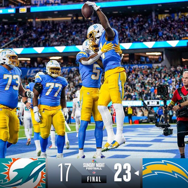 FootballEstilo's tweet photo. Los Chargers se llevaron el 14avo MNF de la temporada. 🔥🏈 #nfl #chargers #mnf #football #footballnfl #NFLTwitter https://t.co/Y5uEjDhW0E