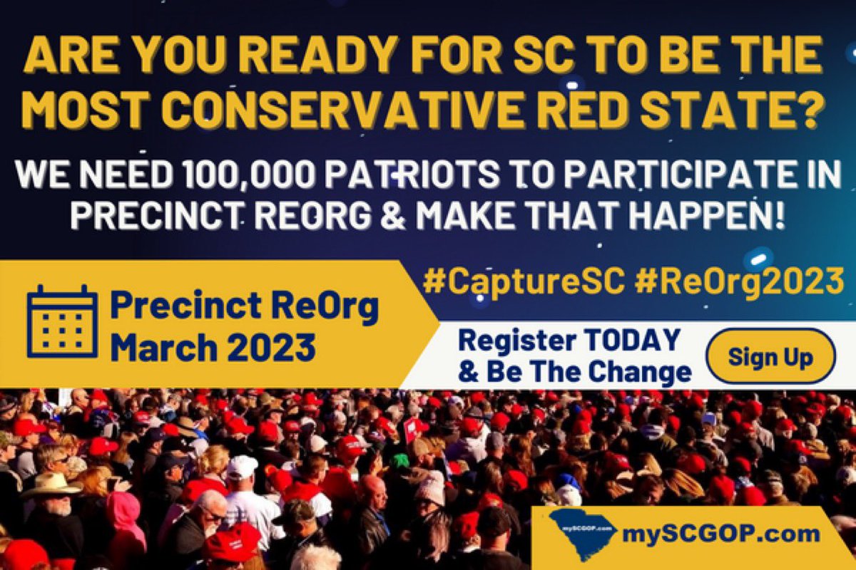 JeffDavisTRUTH's tweet photo. Let’s turn out 100,000 SC Patriots for #ReOrg2023 #CaptureSC #fireDREW. @myscgop https://t.co/ugU4PGJSlE https://t.co/5ZBMfZgTCu