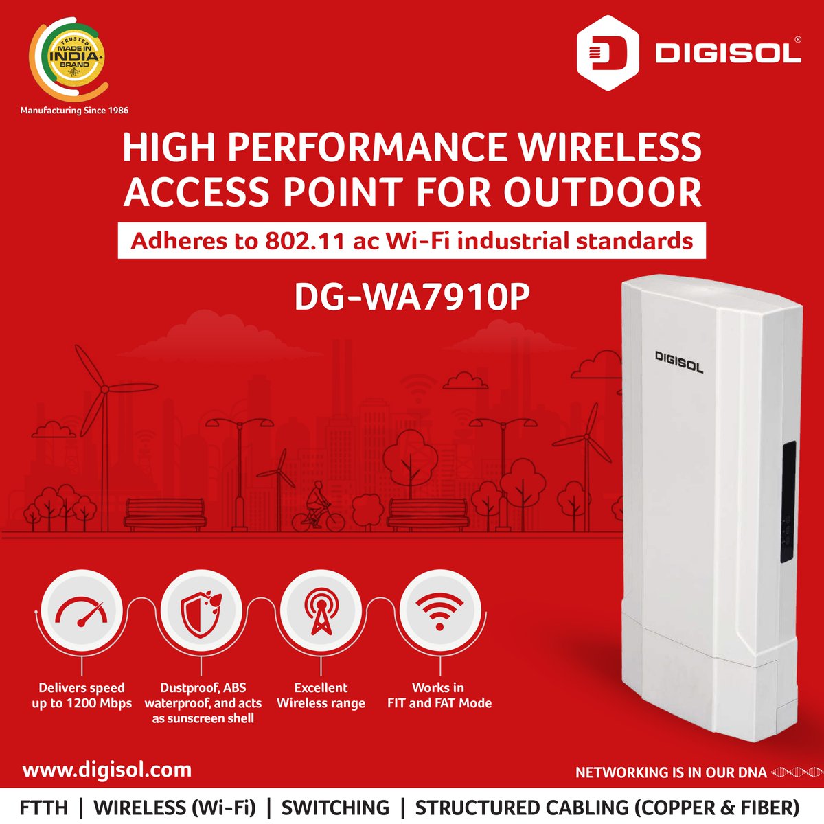 DIGISOL_SNSL's tweet image. #DIGISOL DG-WA7910P is a unique outdoor wireless #accesspoint that is completely dust-proof, ABS waterproof and acts as a sunscreen shell that makes it flexible to any environment.

Visit: bit.ly/3ObvGAn

#IndoorAccessPoint #OutdoorAccessPoint  #SmartlinkHoldings
