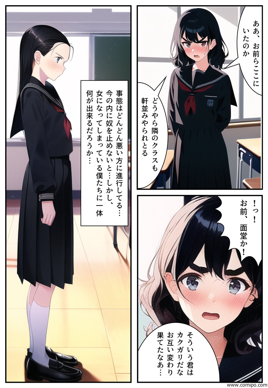 女体化　面堂 女体化面堂終太郎（セーラー服姿）対あたるその１２ この面堂の全身像みたいなコマを『絶対に』入れたかったんです  男性の精神と女性の外見のギャップ！それを自覚できないキャラ！これぞTS！ #面堂終太郎 #カクガリ_うる星やつら #女体化 #強制女装 #青い ...