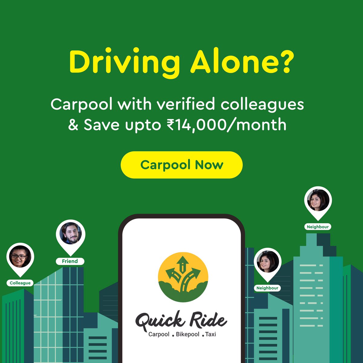 QuickRidein's tweet photo. Travel Smart, Save more. ๐
Make your commute hassle-free with Quick Ride. Schedule your carpool and save money on gas!
Carpool Now: https://t.co/HqbLBoHsgn
#quickride #carpool #sustainable #dailycommute #bikepool #rideshare #shareride #traffic #indiatraffic #bangalore #delhi https://t.co/VE5Z4tCS1O
