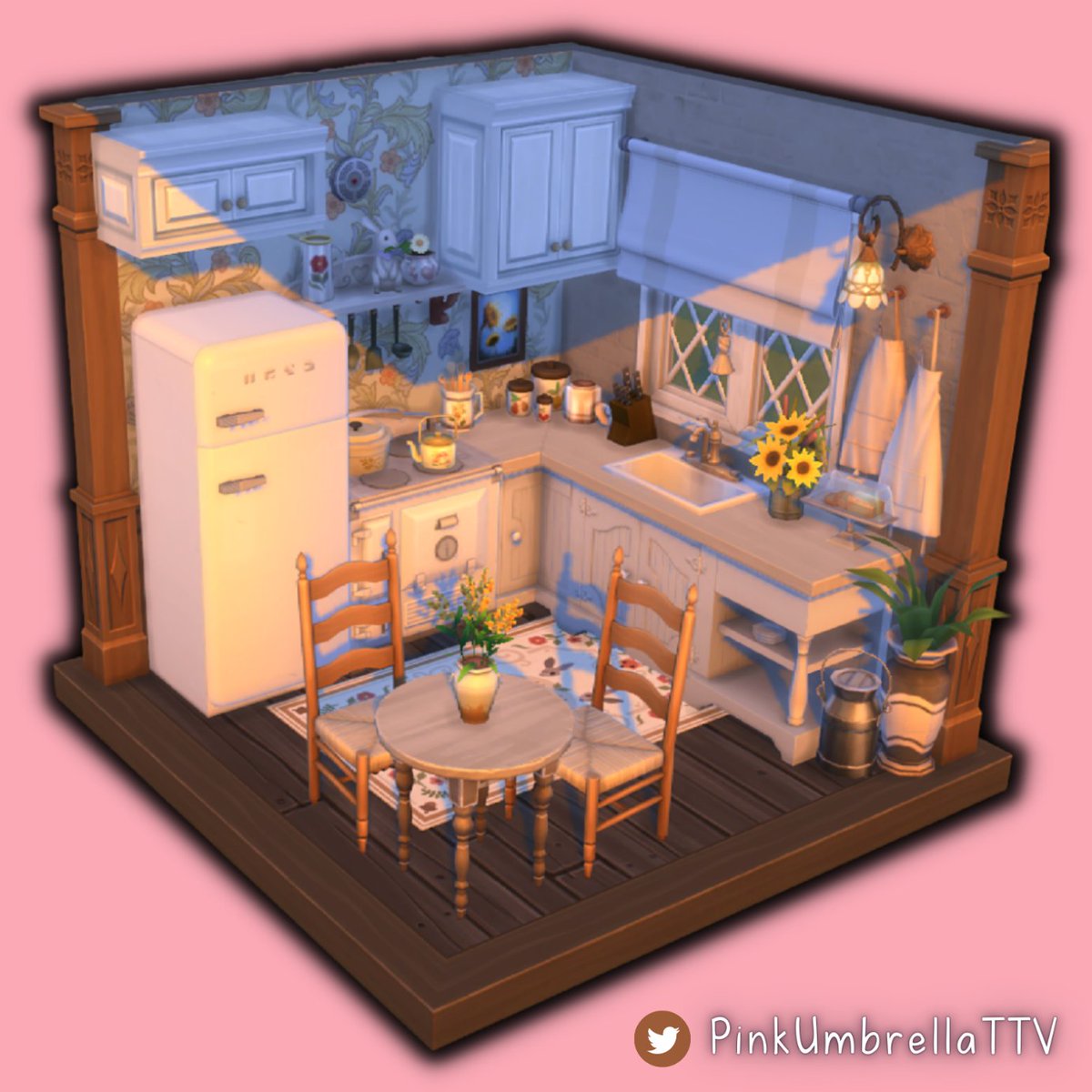 aPinkUmbrella's tweet photo. Day 11 of #Decbuild22 (yes, I'm late) ~ Cottage Core Kitchen ☀️
I kind of like it 😌

Gallery: leaslie_beauty (no CC)

~
 @sims4ideas #ShowUsYourBuilds #thesims4 #TS4 #BlackBuilder #blacksimmer @TheSims https://t.co/dbkb2ArfPE