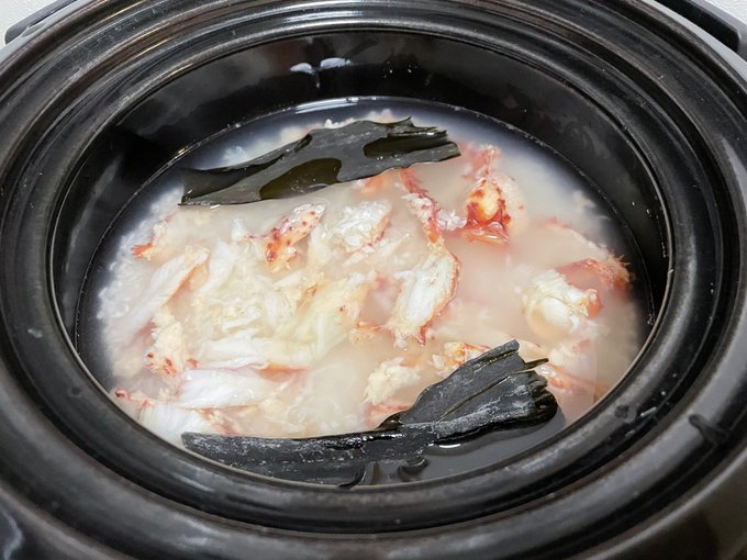 余剰🦀肉で炊き込む 