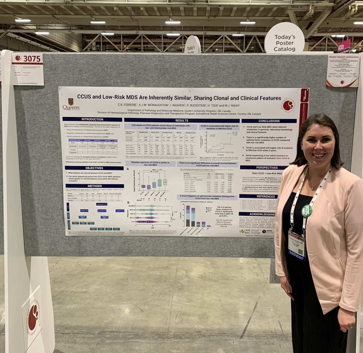 Thrilled to have had the opportunity to present our work on the inherent similarities between CCUS and low-risk MDS🩸at #ASH22! Great meeting so far with lots of great talks and posters. On to day 3!