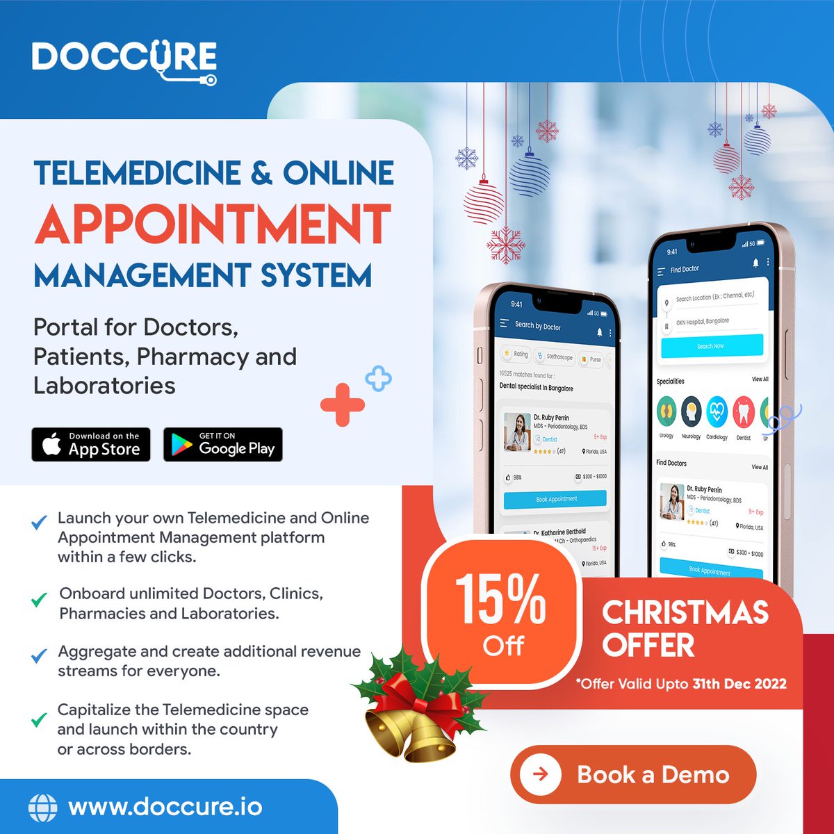 #Christmas Offer 15% - Offer valid up to 31st December!
Inquiry for a free demo - lnkd.in/givpvaFD
#telemedicine #doctors #pharmacy #hospitals #medicine #clinicaldatamanagement #patient #healthcare #medical #doctors #patient  #christmasoffer #ChristmasOffering #Christmas
