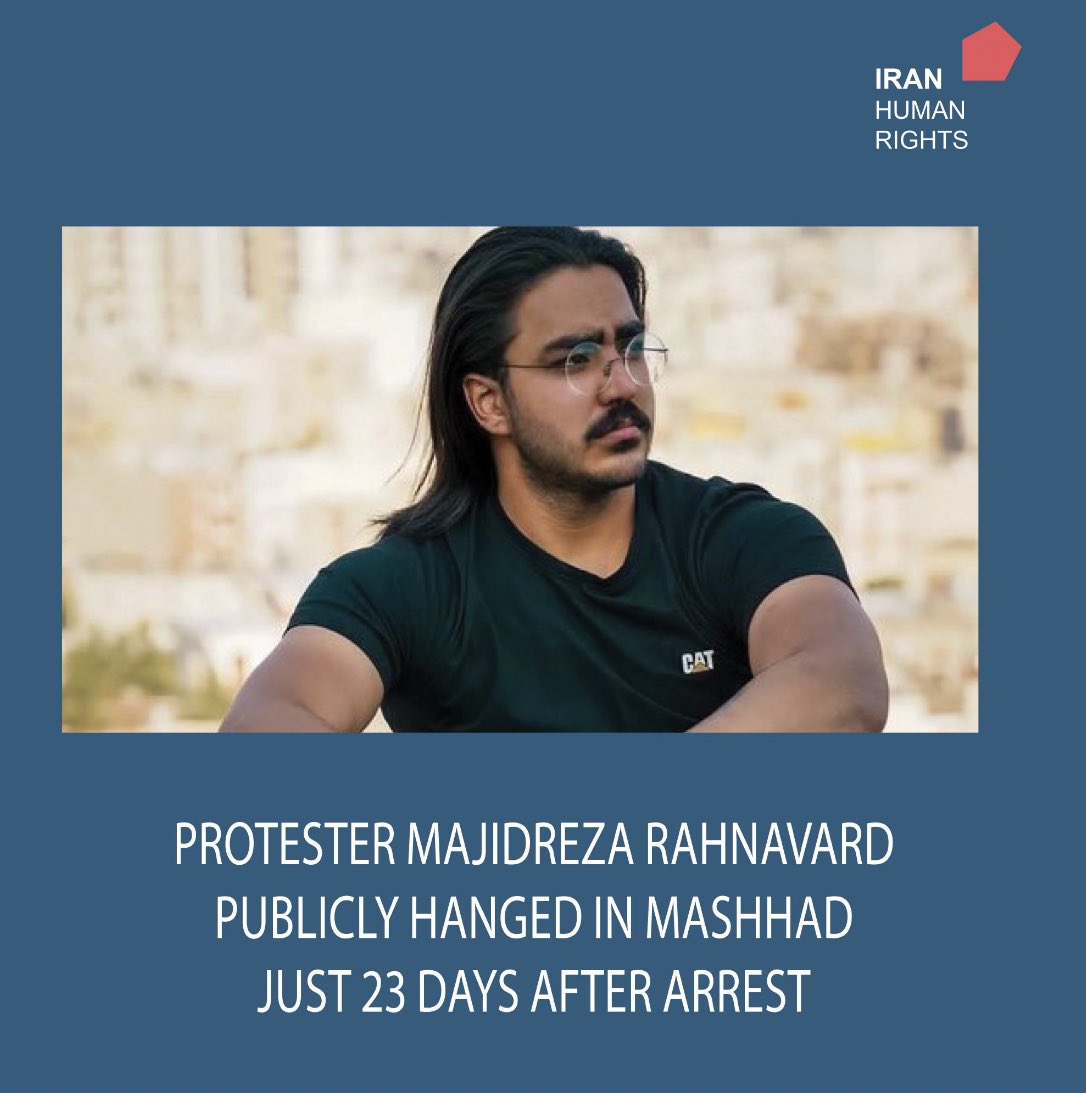 Die 2. Hinrichtung! 
#MajidrezaRahnavard 
23 Jahre
Heute früh hingerichtet 
Erhängt 

#MahsaAmini