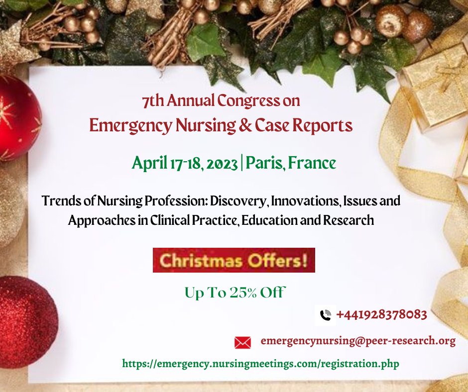 stellamerina's tweet photo. Globalize your research work at #7th Annual Congress on #Emergency_Nursing &amp; #Case_Reports during #April 17-18, #2023 in #Paris,#France

Contact us +441928378083 https://t.co/EWVOWMaUSN