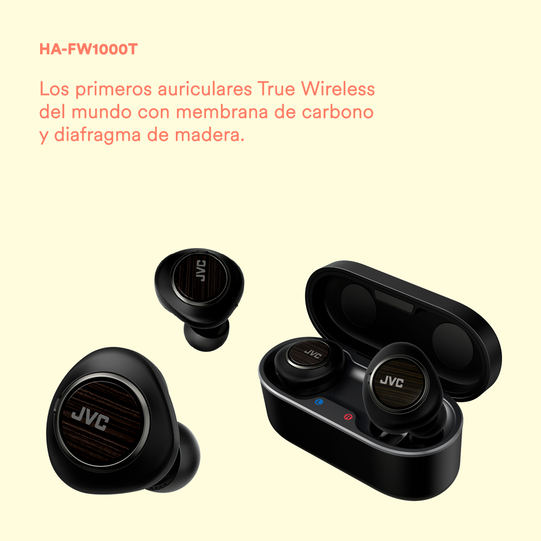 JVCSpain's tweet image. Si quieres impresionar a alguien especial, te damos la solución: regala los auriculares True Wireless de madera HA-FW1000T va a flipar con la calidad de sonido 😳