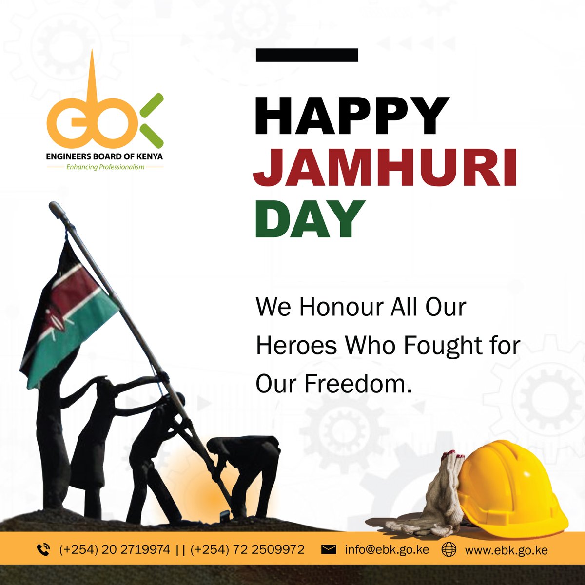 Happy Jamhuri Day. #JamhuriDay2022 #JamhuriDay 

<a href="/SDRoads_Ke/">State Departments of Roads Kenya</a> 
<a href="/EngEKMwongera/">Eng. Erastus K. Mwongera, CE, FIEK, CBS| EBS| OGW</a> 
<a href="/Eng_MaggieOgai/">Eng. Margaret Ogai</a> 
<a href="/TheIEK/">The Institution of Engineers of Kenya</a>