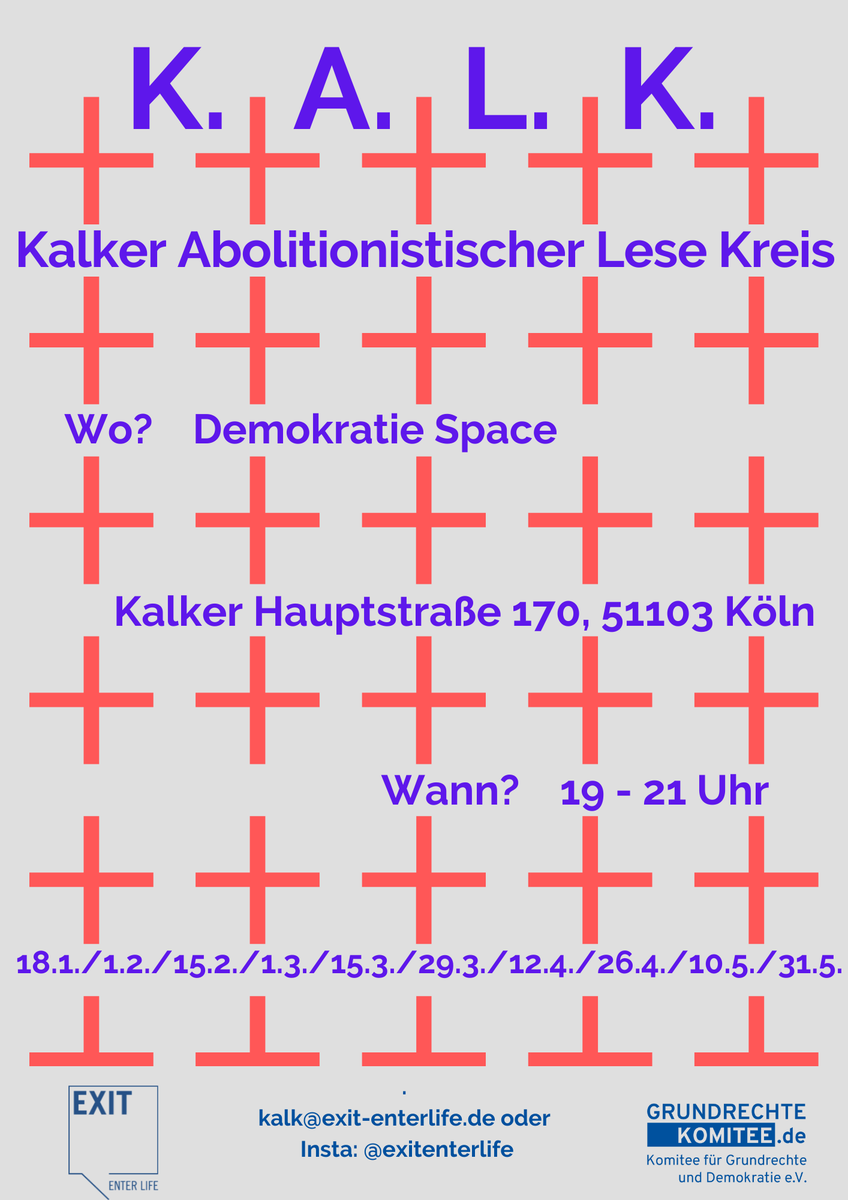 grundrechte1's tweet photo. Achtung: Ab Januar 2023 veranstalten #exitenterlife und wir einen Lesekreis zum #Abolitionismus Reader von @da_loick und @v_e_thompson. 
Meldet euch an, wir freuen uns auf euch! https://t.co/FRGmd9fk1K