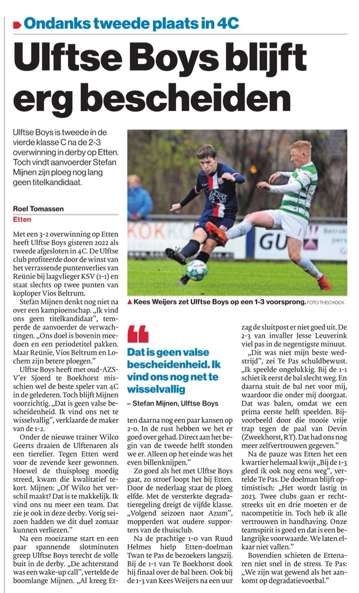 Ulftse Boys wil niets weten van kampioenschap na derbyzege in Etten.