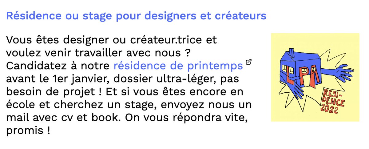 Deux offres pour travailler à "La Physique Autrement" pour designers et créateurs  :
1/ des résidences ce printemps, deadline pour candidater le 1/1/2023, tout est ici : hebergement.universite-paris-saclay.fr/supraconductiv…
2/ des stages si vous êtes en école (envoyez cv+book à laphysiqueautrement@gmail.com)