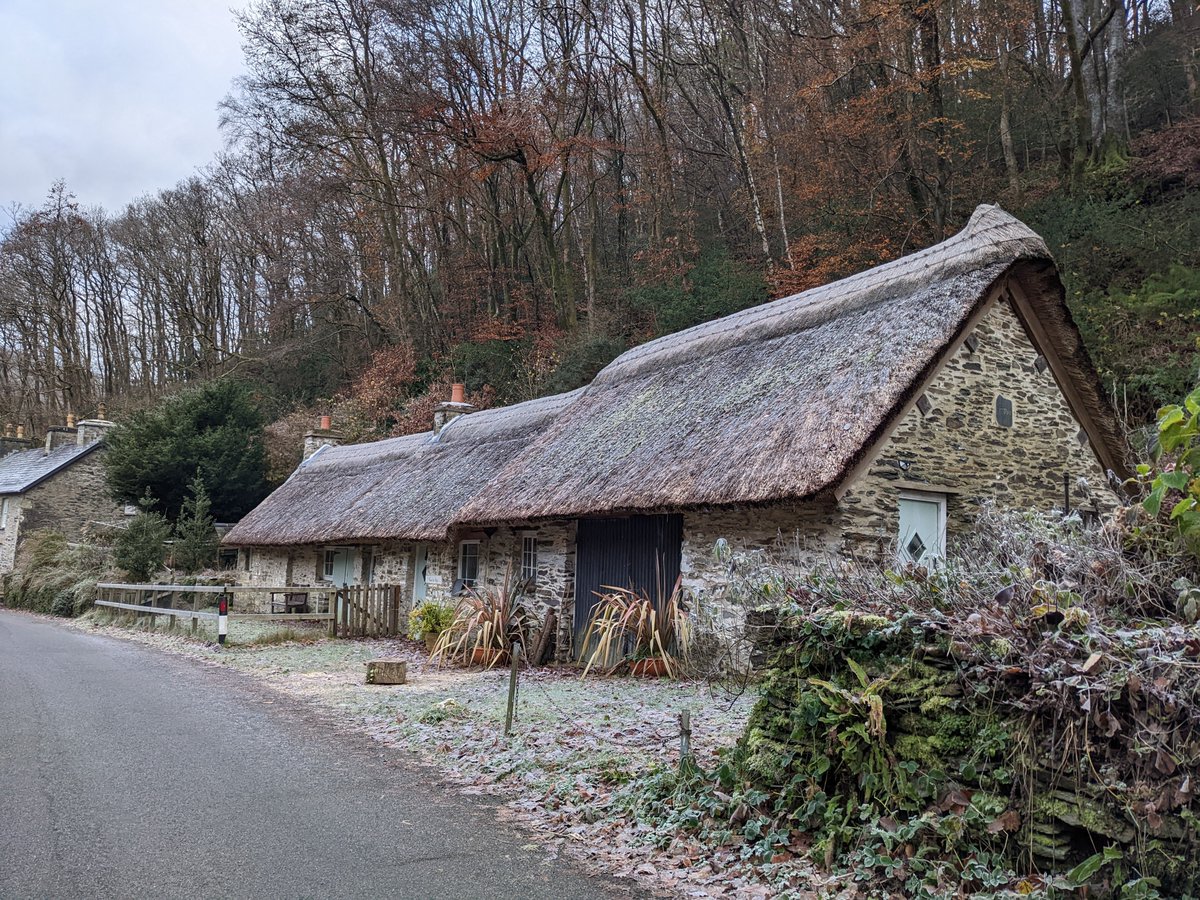 Ogof, Cwmpengraig. An early nineteenth century woollen weaving shed  which has been restored and rethatched by the current owners who process, dye and spin fleece there. Well done them.