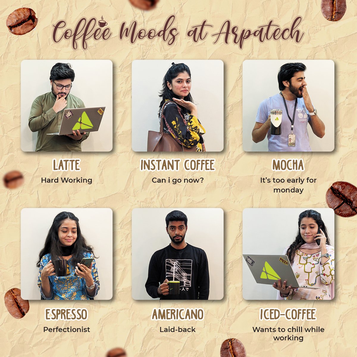 arpatech's tweet photo. Great week starts with Monday coffee. Here are a few of the coffee moods at Arpatech.
Let us know whatβs your mood of the day βπ
World's Finest Technology Hubπ½
https://t.co/c7oV764kEp
.
.
.
#Arpatech #CoffeeMoods #TechnologyHub #mondaythoughts #Monday https://t.co/AlM2D8atxo