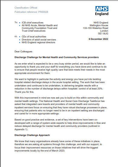 western4uk's tweet image. Discharge challenge for mental health and community services providers - NHS England

#mental_health #discharge_planning #resource_management #integrated_care #mental_health_services #greylit #greyliterature #nglc 

tinyurl.com/nglc221124086