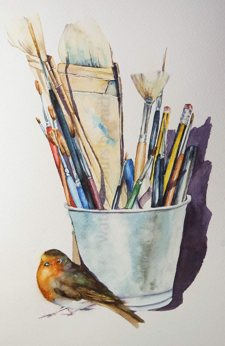 Elidanza's tweet photo. Watercolours By Rachel #AdventCalendar Day 12
My Studio visitor...
Happy Monday
#watercolour #watercolourpainting #artist #Devon #painting #brushes #robin #birds #Studio #art #paint #BritishWildlife #wildlifeartist #DevonStudio #ArtistOnTwitter
#twitterart
#wildlife #brushpot https://t.co/y3eKXbstiU