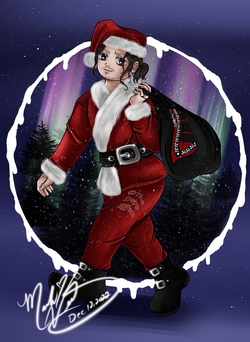 2cryheart_'s tweet photo. It’s the holiday season! Seeing as we’re less than 2 weeks away til Christmas, I felt it necessary to make a holiday piece. I bring you Santa Johnny! Lol Bringing us his NFT merchandise! Merry Christmas, Depp fam. Thank you for always supporting me. I hope you enjoy my gift. ❤️💚 https://t.co/5n8vRH1XI2