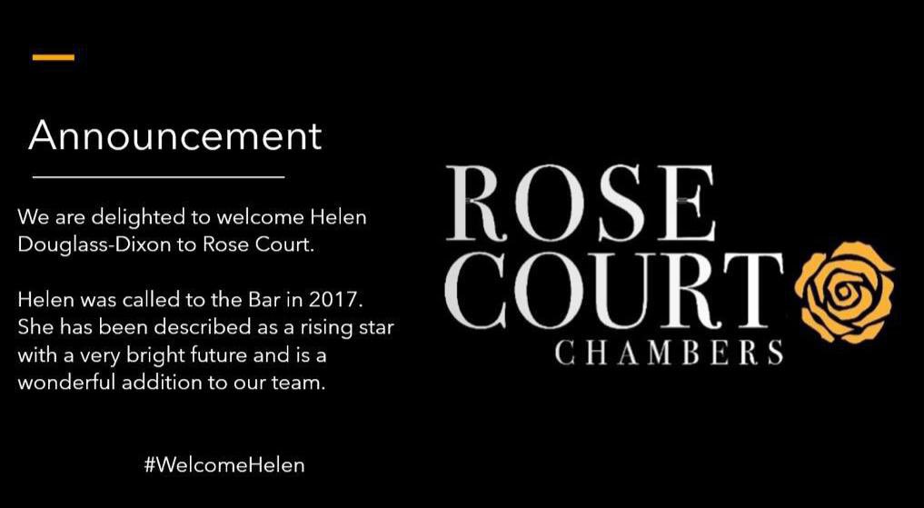 RoseCourtLaw's tweet photo. Welcome aboard Helen Douglass-Dixon
#RoseCourtChambers βπ» https://t.co/jcZoTKrOdY