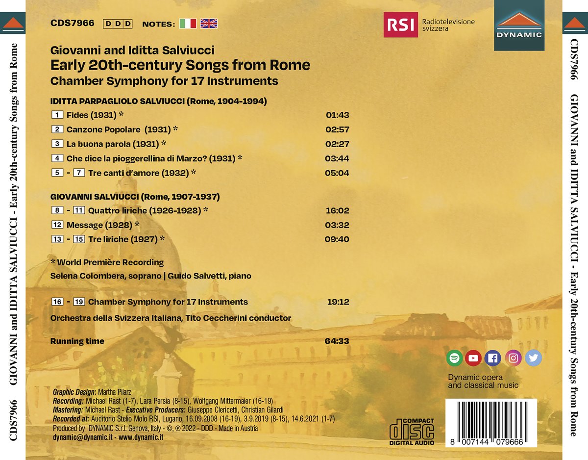 OperaDynamic's tweet image. 🌟New Release in December🌟
Early 20th-century Songs from Rome, featuring the world premiére recording of vocal music by 𝗚𝗶𝗼𝘃𝗮𝗻𝗻𝗶 and 𝗜𝗱𝗶𝘁𝘁𝗮 𝗦𝗮𝗹𝘃𝗶𝘂𝗰𝗰𝗶. Performed by @OSILugano   under the baton of Tito Ceccherini.
💿 Listen now: naxos.lnk.to/CDS7966TW!Dyna…