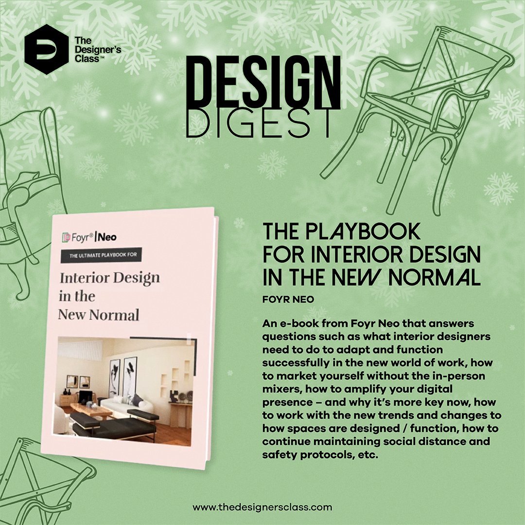 DesignersClass's tweet image. The Ultimate Playbook for Interior Design in the New Normal is a book that teaches you everything you need to know before starting an interior design business, from basic design to e-design.

#DD #DesignDigest #FoyrNeo #InteriorDesign #Interiors #Business #Design