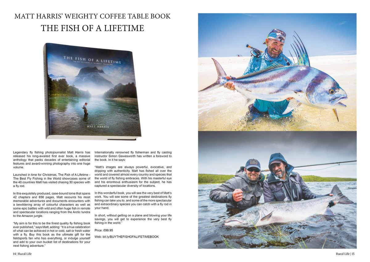 RuralLifeUK's tweet photo. Discover Matt Harris’ Weighty Coffee Table Book: The Fish of a Lifetime. Find out more within the Winter issue of Rural Life Magazine. You can get your printed copy today by visiting: https://t.co/2M35SFuSae or Read online at Readly: https://t.co/DmMPLSr6QD #fishing #countryside https://t.co/nqoICmV5KM