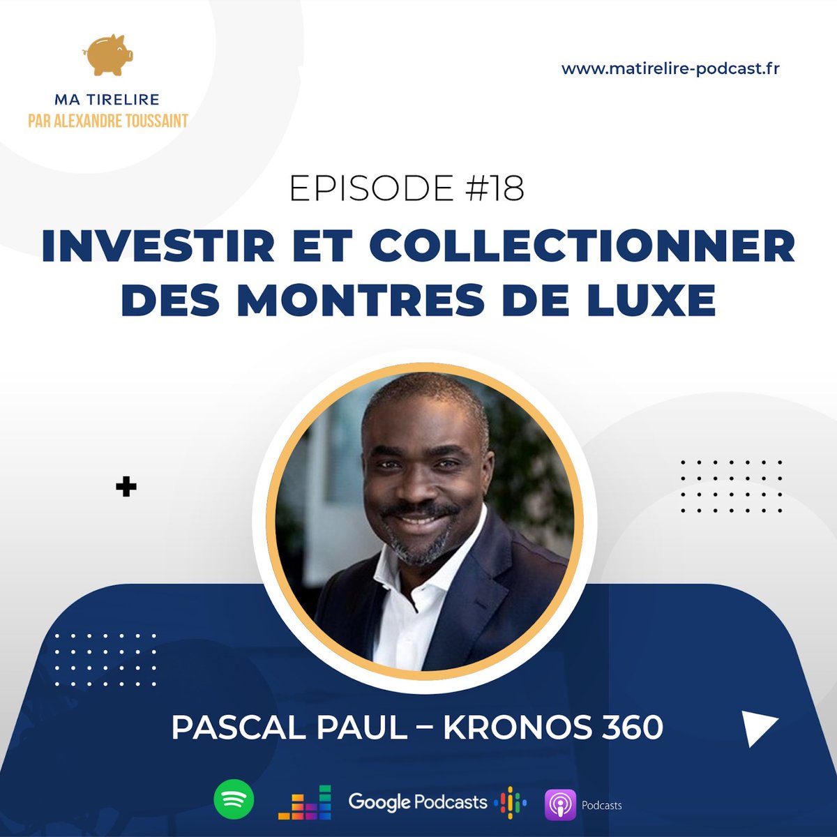 💰🐖 [#18] Nouvel épisode passionnant sur l'investissement dans les montres avec <a href="/pascal_paul1/">Pascal PAUL</a> de <a href="/kronos_360/">Kronos_360</a> ! Après une première expérience entrepreneuriale réussie, Pascal lance <a href="/kronos_360/">Kronos_360</a>, une plateforme de revente de montres.

#patrimoine #investir #montres #nft #matirelire