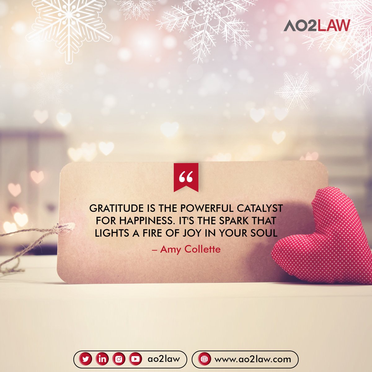 AO2LAW's tweet photo. The powerful driver of happiness is gratitude. It's the season of the year to take stock and express gratitude.

#AO2LAW #motivation #mondaystart #successmotivation #successstories #complementoftheseason #lawfirms #lawyers #reflection #gratitude https://t.co/AzWY59zf80