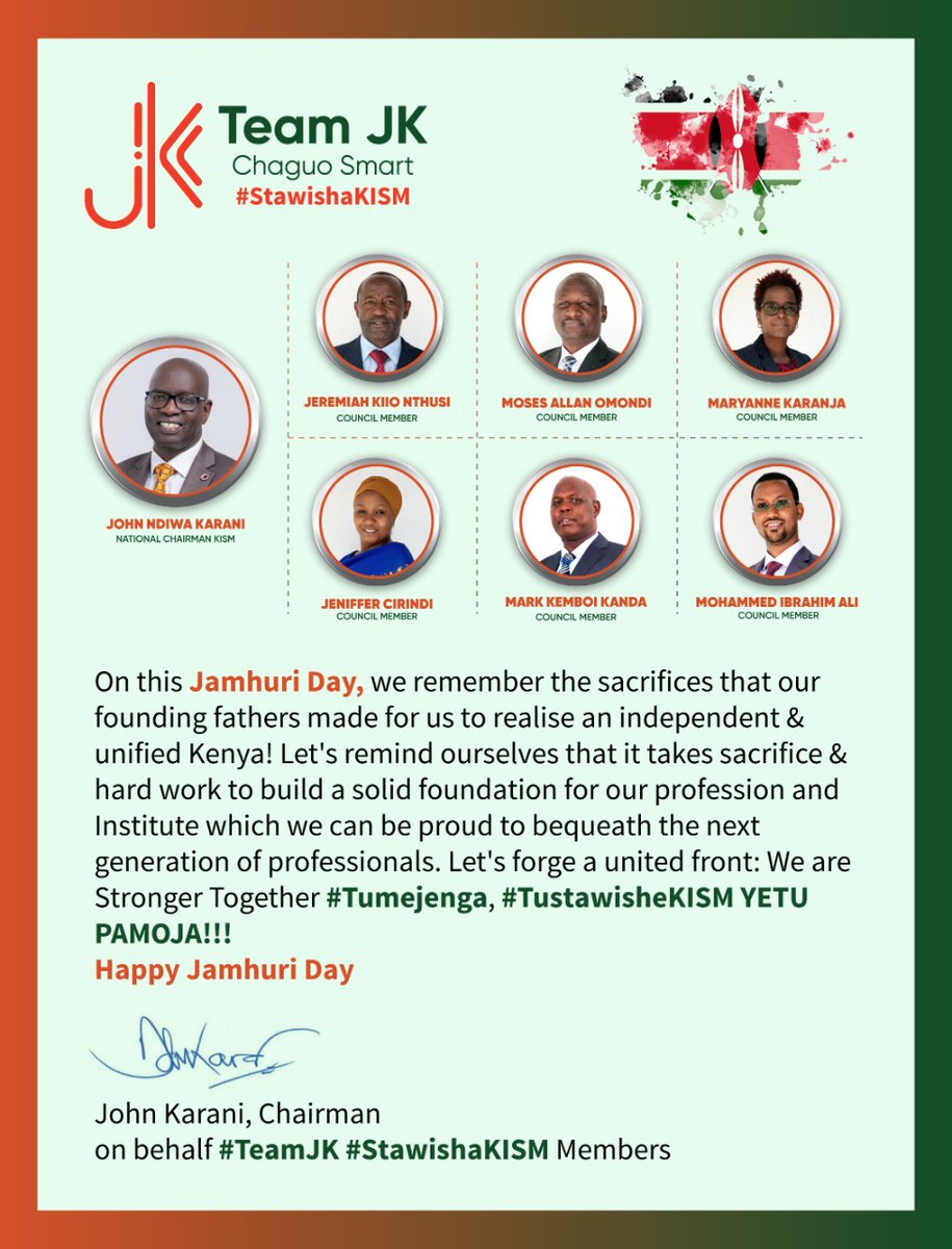 Wishing all our <a href="/kismgt/">Kenya Institute of Supplies Management Official</a> members and the entire country a Happy Jamhuri Day