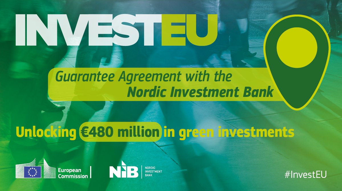 ecfin's tweet photo. Investments for up to €480 million are expected from the #InvestEU guarantee agreement which was signed by @EU_Commission and the @NIB. These relate to sustainable infrastructure, research, innovation &amp; digitalisation in the Nordic&amp;Baltic countries.
More: https://t.co/Yo915OTcWu https://t.co/puWbtwlwMC