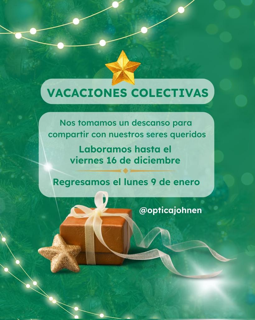 OpticaJohnen's tweet photo. ✨¡Hey! Llegó la mejor época el año y nos vamos a tomar un breve descanso para compartir con nuestros seres queridos. 

🌲Nos despedimos por este año. 

⛄Laboramos hasta el viernes 16 de diciembre, pero te esperamos nuevamente el 9 de enero. 

¡Felices fiestas❄️!

 #navidad https://t.co/fIOEFzr25P