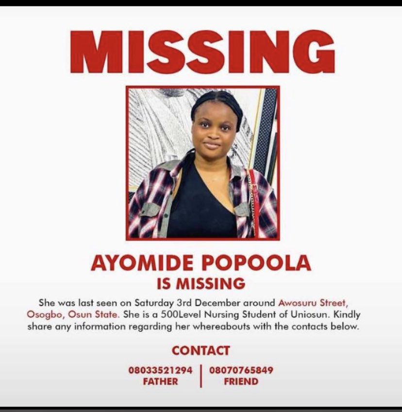 ebinimii's tweet image. Please don’t stop sharing, RT and pray for the safe return of Ayomide 🙏🏼🙏🏼🙏🏼🙏🏼🙏🏼🙏🏼