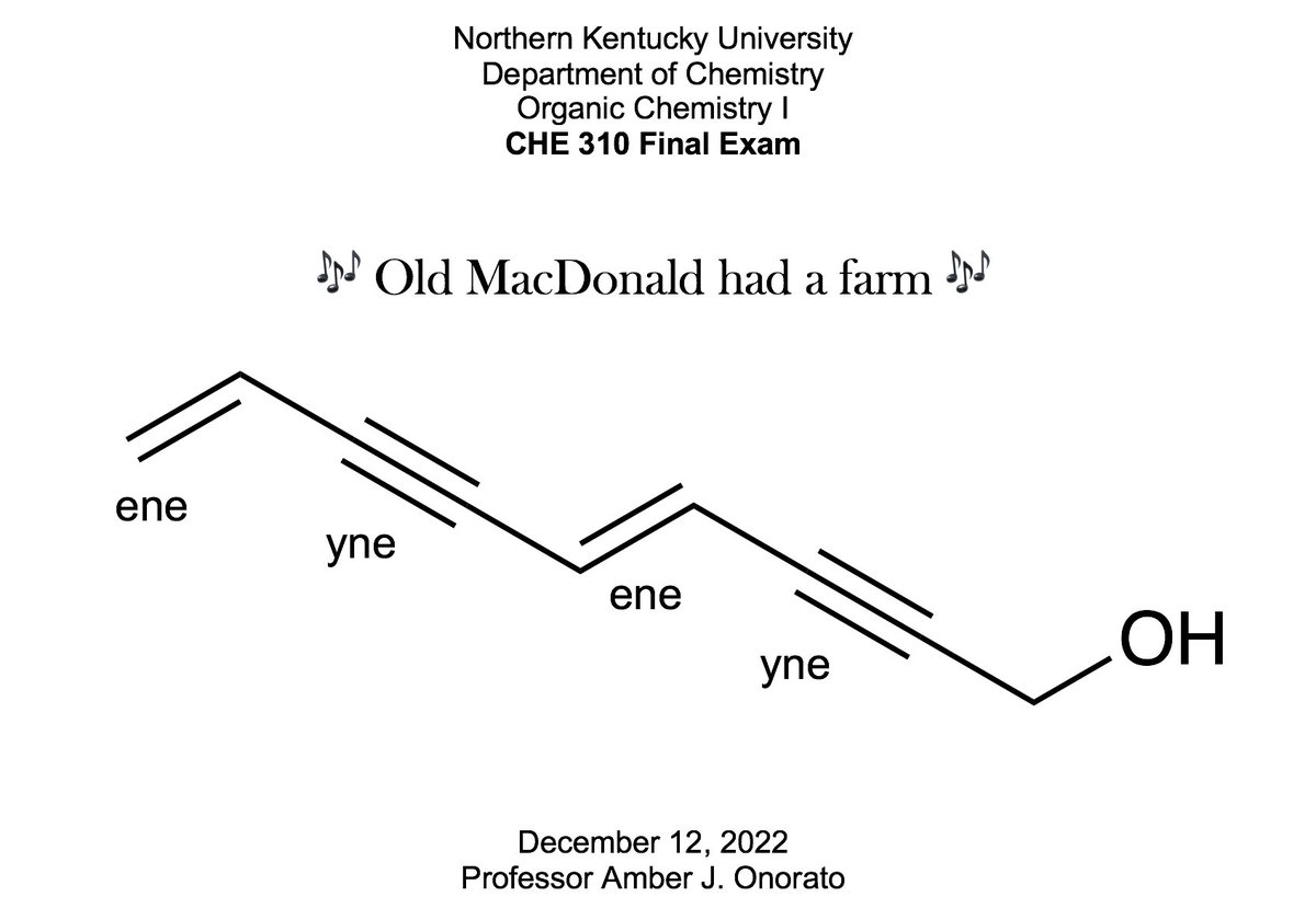 #organic final exam title! This song is going to be in my head all day #earworm I think I saw this from you <a href="/OChem_Grenning/">Alex Grenning</a> 😊