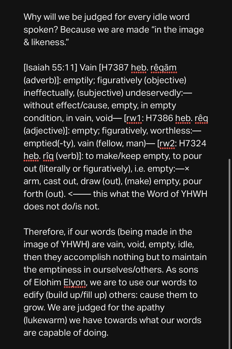 tetelestai_des's tweet image. Why do our words matter so much? Why is it that our words will be what justifies or condemns us?

Because words are spoken from heart posture, and they create death or life. #warning #idlewords #intheimage