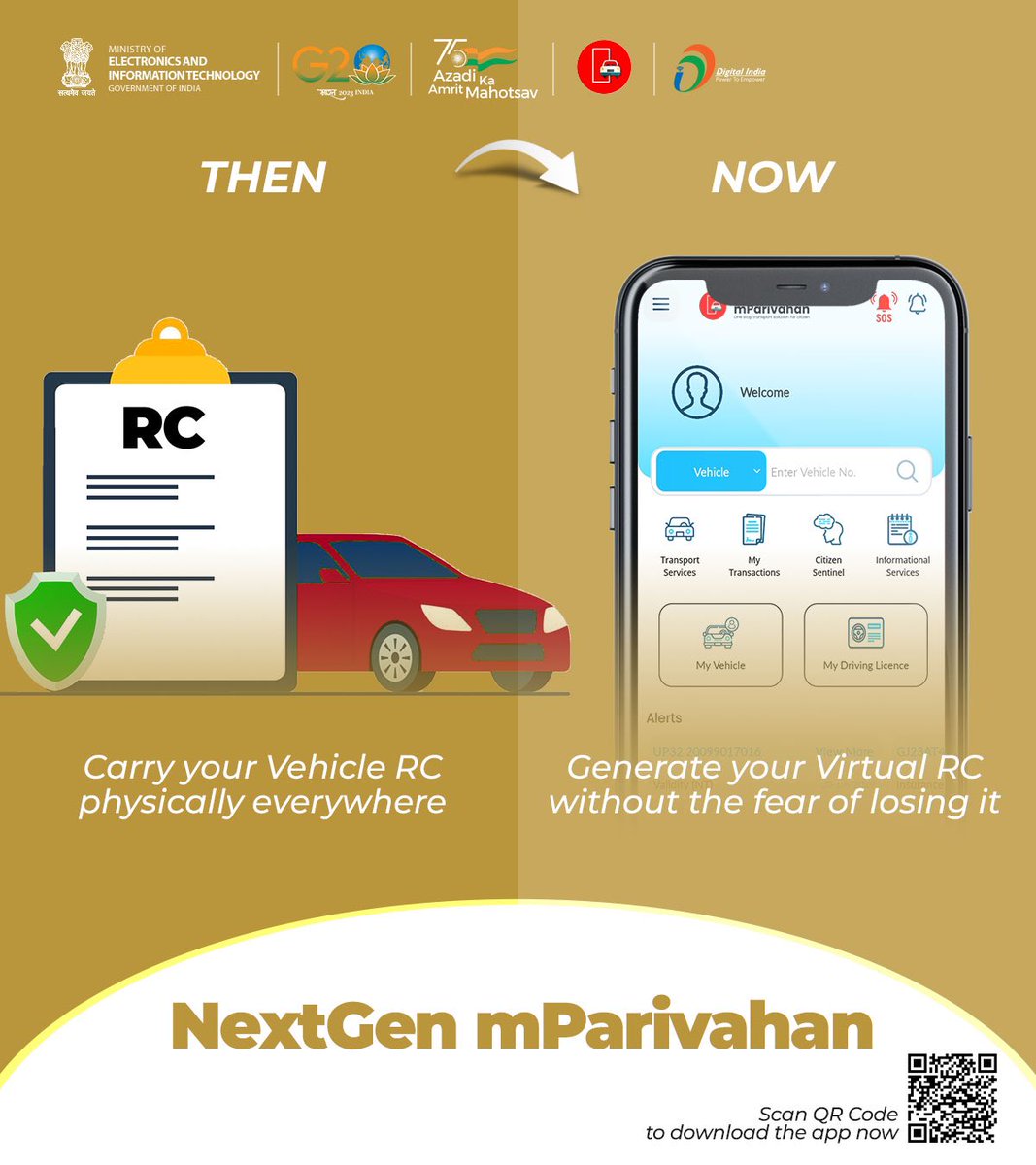 _DigitalIndia's tweet photo. Virtual RC is valid as per the IT Act 2000 when used electronically through NextGen mParivahan app. #DigitalIndia #EaseWithDI @NICMeity https://t.co/AlRgPALYFB