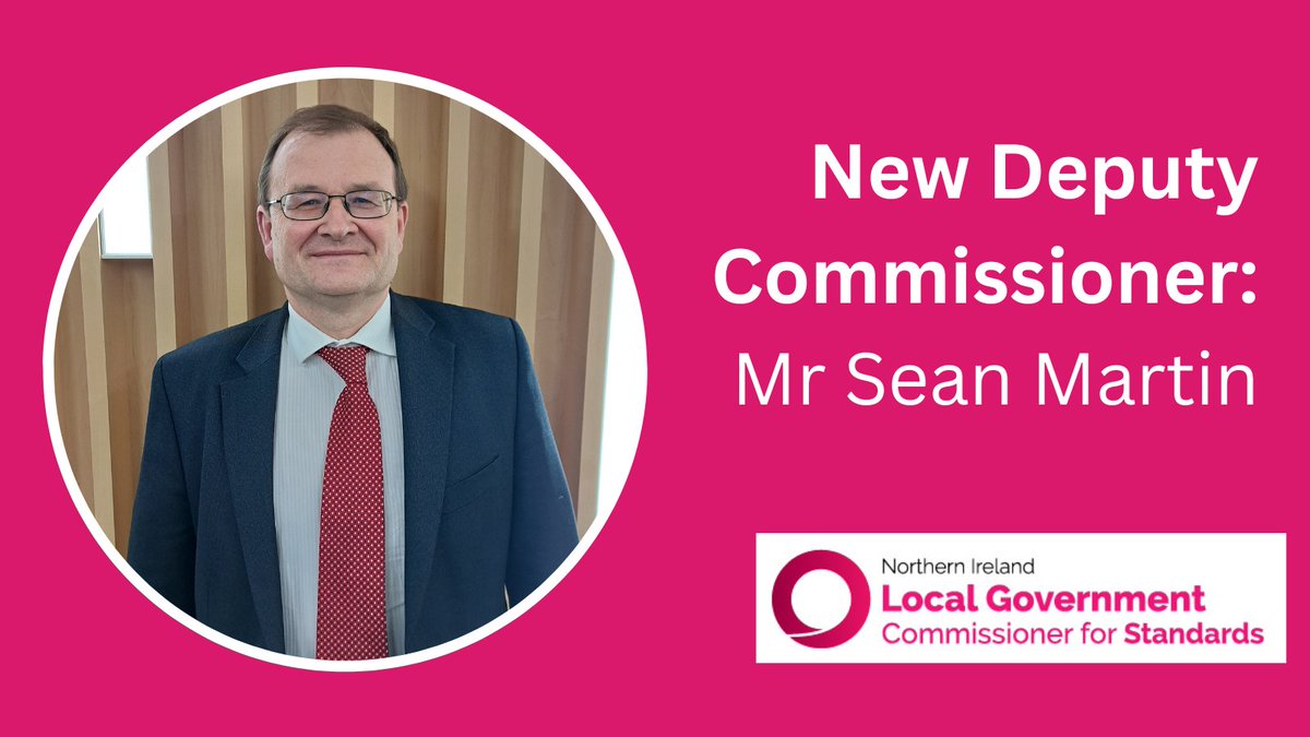 LGCS_NI's tweet photo. Congratulations to Sean Martin, our new Deputy Commissioner for Local Government Standards!

The Deputy Commissioner plays a key role in investigating complaints about alleged breaches of the Code of Conduct for Councillors.

Sean also becomes the new Deputy Ombudsman for NIPSO. https://t.co/o3iagvwOOu