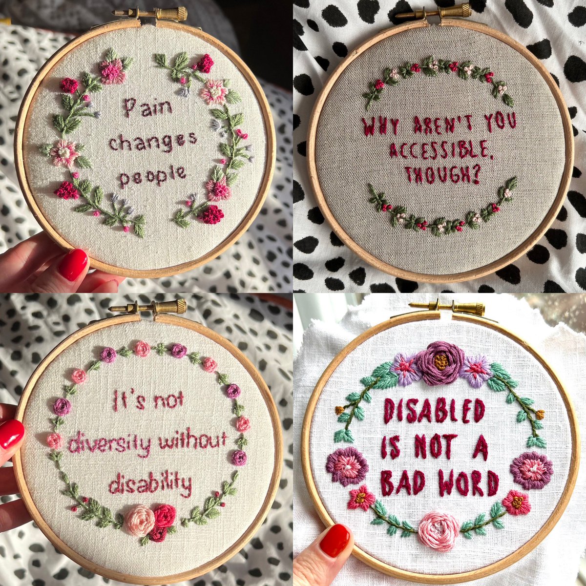fromsarahlex's tweet image. Some disability related embroidery hoops available on my shop - all proceeds go towards my new powerchair that I desperately need. 

PLEASE RT! fromsarahlex.com/disability-emb… #DisabilityTwitter #ChronicLife #neisvoid #DisabledCreator