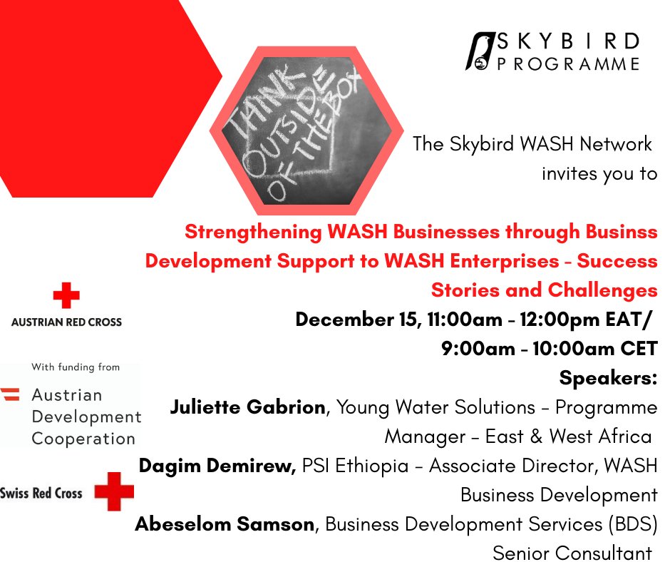 SkybirdN's tweet image. #WASHTwitter, we are hosting an online event on Thursday, December 15, 11:00am – 12:00pm EAT/9:00am – 10:am CET with a topic “Strengthening #WASHBusinesses through #BusinessDevelopmentSupport to #WASHEnterprises”. 
Register now: teams.microsoft.com/registration/7…