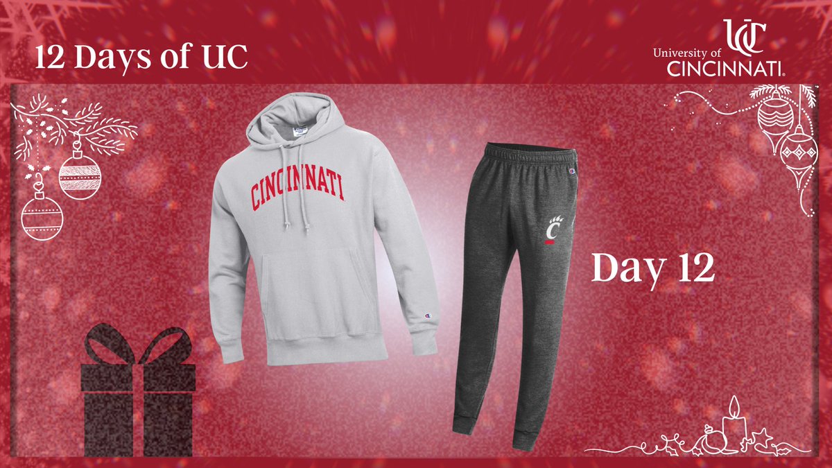 uofcincy's tweet image. Today is the last day of #12DaysofUC - but we have one amazing giveaway to end on! Like and RT this for a chance to win these @championUSA items.

More Bearcats gear can be found here: on.uc.edu/2UnvndX