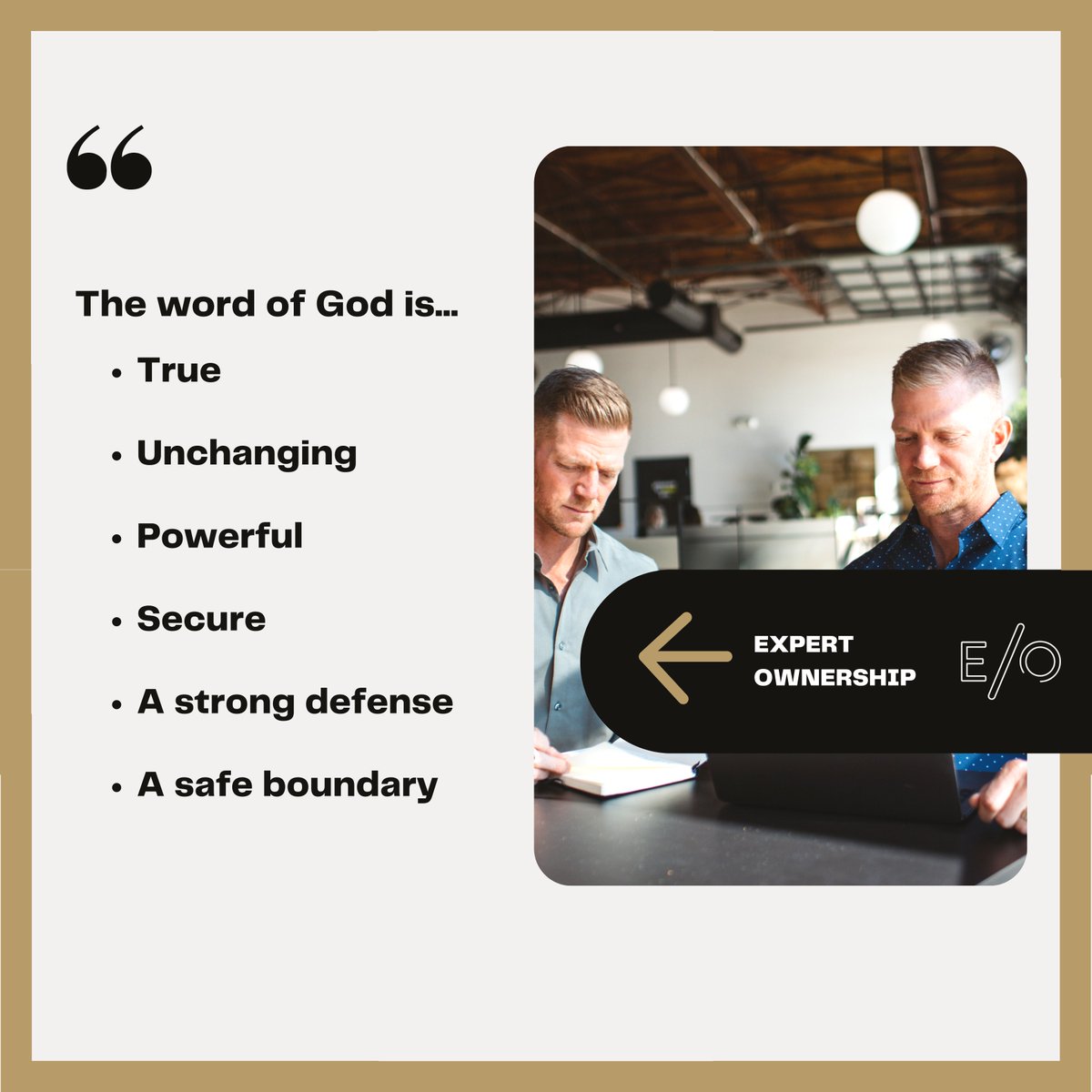 Our foundation, in all that we do, is the Word of God. There really is no better foundation. Start your week right 🔥🔥🔥 #expertowner #smallbusiness #kingdombusiness #community #benham #truth