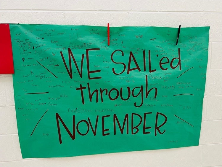 Smith_Seabees's tweet photo. We are PROUD of our #SmithSeabees who SAILed through November! These students followed our school wide expectations: Show Respect,Act Responsibly,Inspire Others and Listen to Learn! These students signed their name on this poster and were recognized in their classrooms! ๐๐๐๐ผ https://t.co/WuEdWZueKs