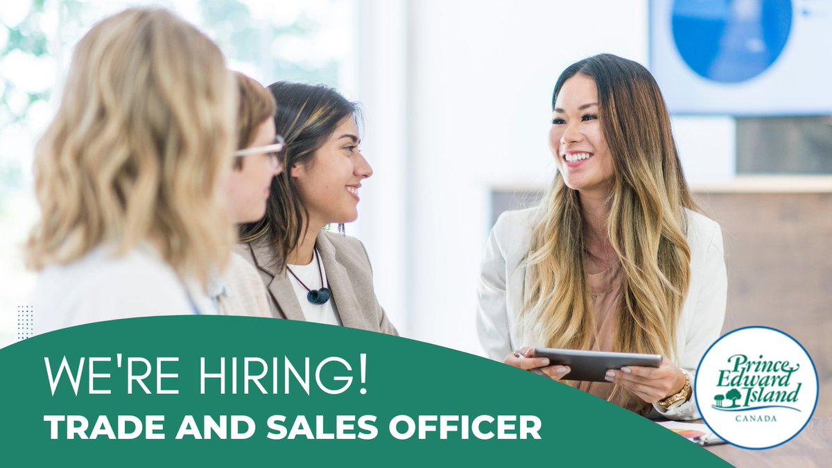 The Government of Prince Edward Island is hiring a Trade and Sales Officer!

☑️ $29 - $36 an hour
☑️ Full Time Permanent
☑️ Pension &amp; Benefits
☑️ Travel

Click here to apply today: 
gov.pe.ca/jobs/api/posit…

#Hiring #employment #PEI #Trade #Sales