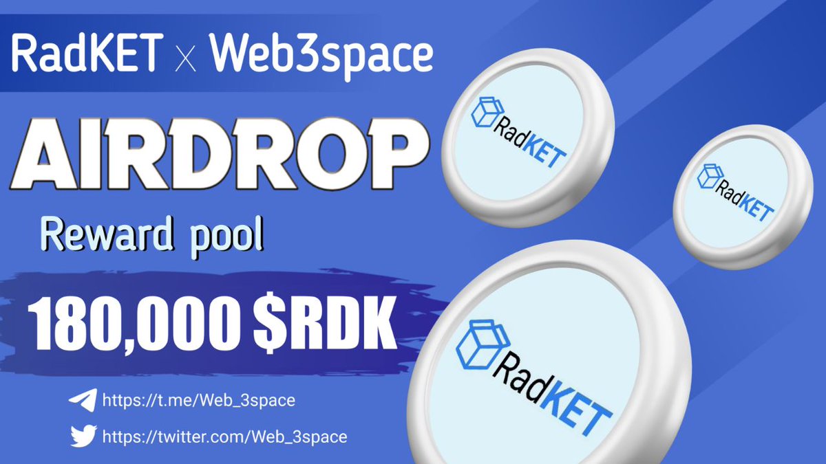 😉😉 Massive #Airdrop #FCFS 🤩🤩 Total Giveaway Pool - 180,000 $RDK. ($RDK Listing on Q1, 2023) To Enter ⤵️ ➡️ Follow @Web_3space ➡️ Like, RT & Tag 3 Friends ➡️ Finish Gleam : wn.nr/EKXY7B 19th DEC ⏰ #Giveaways #Airdrop #fcfs