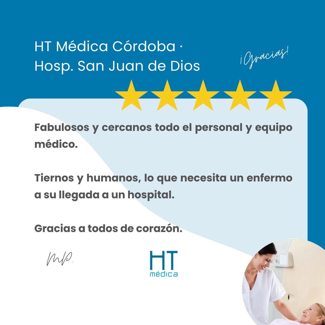 🤗Compartimos con vosotros unos mensajes de agradecimiento y cariño de pacientes que fueron atendidos en nuestros centros #HTMédica Córdoba y HT Médica Huelva.
💙¡Felicidades al equipo y gracias a nuestros pacientes por confiar!
.
#salud #diagnósticoporimagen