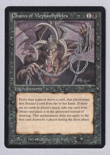 #mtg

Chains of Mephistopheles

描いてみました😆

たった2マナで効果強烈過ぎ&影響範囲広過ぎの、古の呪文です。 