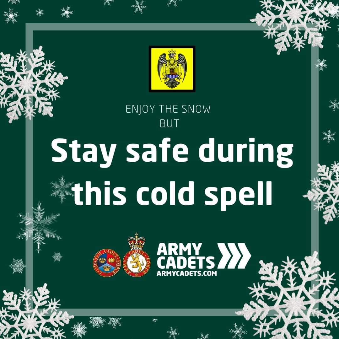 Winter Conditions We urge our Cadets, Adult Volunteers and family and friends to remain safe out there. Enjoy the weather responsibly and avoid unnecessary risks. #bhacf #armycadetsuk #armycadet #armycadets #bedfordshire #hertfordshire