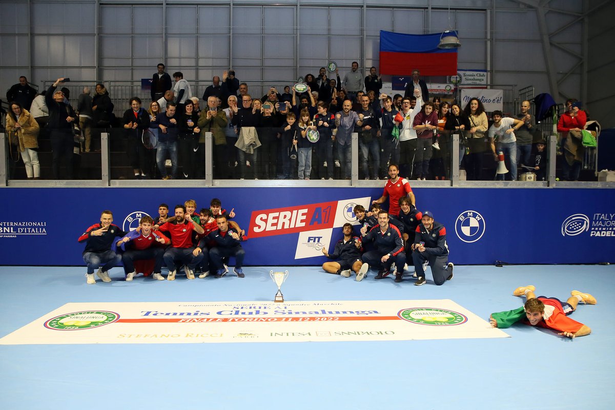 CassioliGroup's tweet photo. What a feat for #TCSinalunga, who wins the 2022 #BMW #A1Serieschampionship! #Cassioli, sponsor of the new #Italianchampions, warmly congratulates for the historic result achieved thanks to the match won by the couple Kovalik/Gigante who beat the couple Vinolas/Giacalone! #tennis https://t.co/o4by4v7kd4