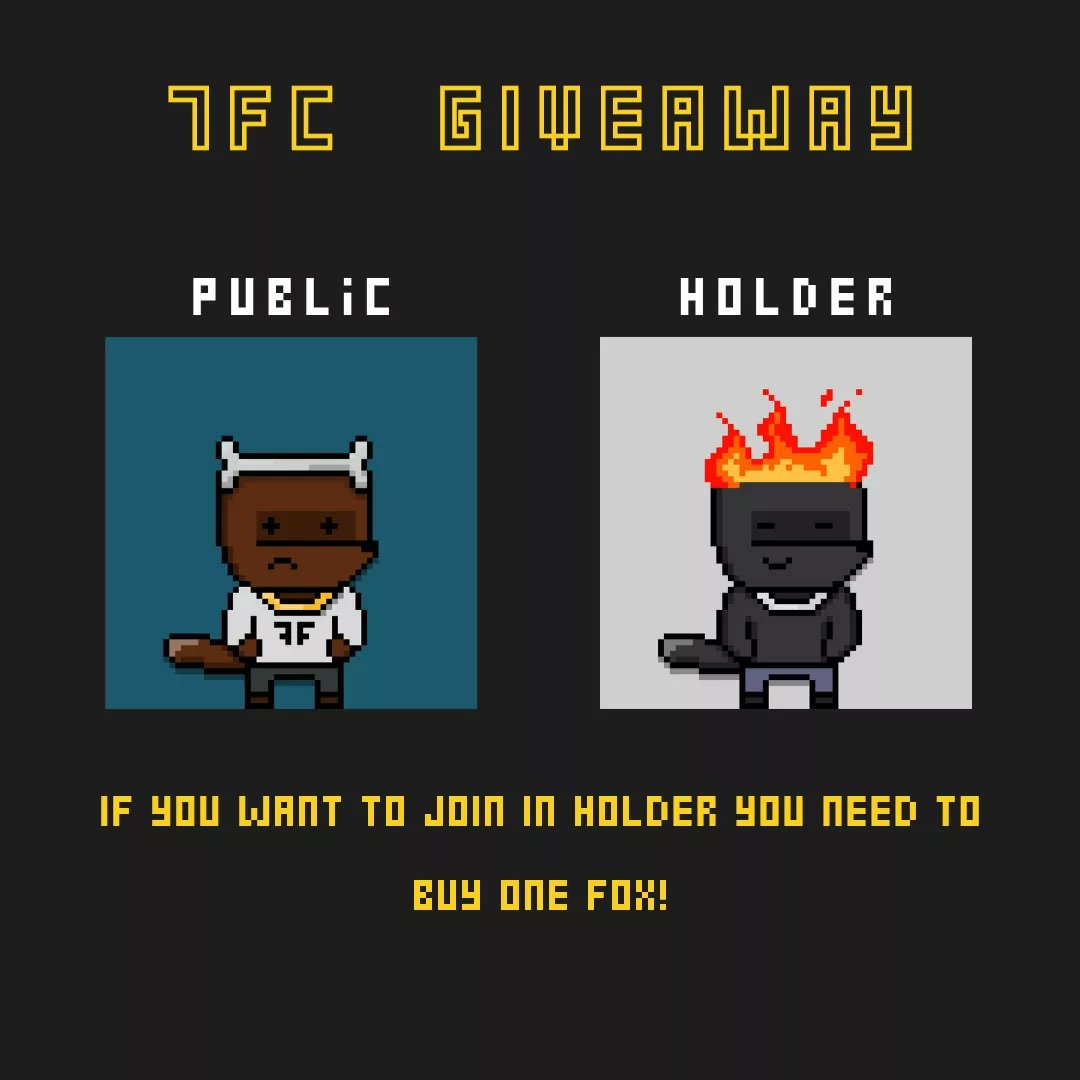 0x9e7c_'s tweet photo. 🎉 GIVEAWAY TIME 🎉 
--> How to join:

1- Follow @7foxes_club 
2- Tag 3 active friends 
3- Retweet 🔥

⌛48 Hours⌛

---- If you want to get Holder prize you need a fox 🦊 -----
🏆 https://t.co/lzfMWB1bKV

#Giveaways #GIVEAWAYTIME #NFTGiveaway #NFTGiveaways #NFTs #NFTCommumity https://t.co/LCdimnYLPU