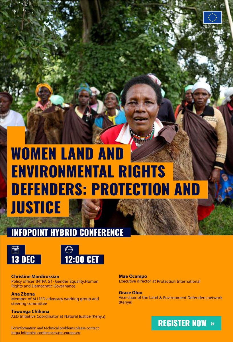 Join us! Tomorrow with <a href="/ProtectionInt/">Protection International</a> at <a href="/EU_Partnerships/">EU International Partnerships 🇪🇺</a> we'll be discussing  how international actors can protect women #land and environmental defenders 

📆13 December 2022
⏰12h CET
✍️Online and in-person registration 👉 europa.eu/!Qnhqd6 

#DefendTheDefenders